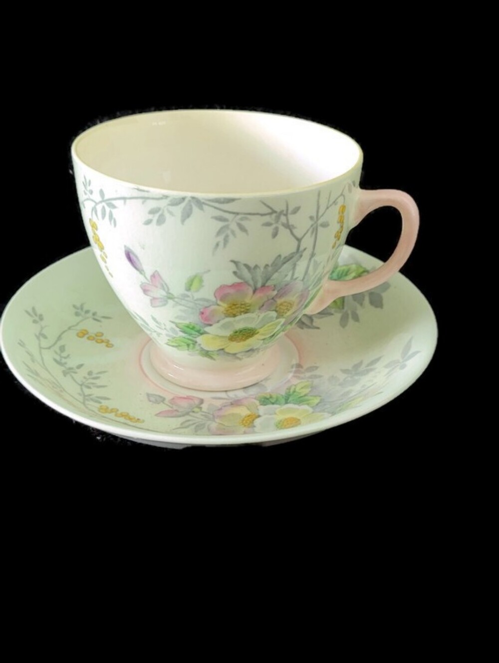 Old Royal Bone China England Floral Teacup and Saucer 1920 - 1949